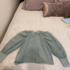 Zara Green Polka Dot Blouse